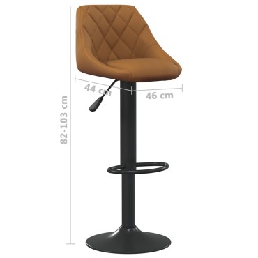 vidaXL Σκαμπό Μπαρ Καφέ Βελούδινο 46x44x(82-103)cm 1 τεμ.