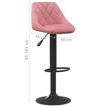 vidaXL Σκαμπό Μπαρ Ροζ Βελούδινο 46x44x(82-103)cm 1 τεμ.