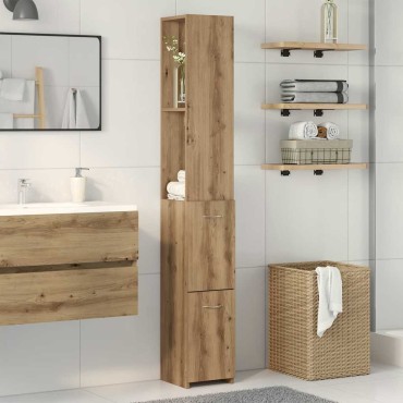 vidaXL Ντουλάπι μπάνιου Δρυς τεχνίτης 25x25x170cm Κατασκευασμένο ξύλο