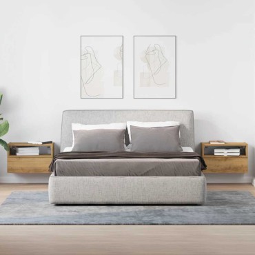 vidaXL Κομοδίνα Επιτοίχια 2 τεμ. Αρτισιανή Δρυς 45x26x28,5cm