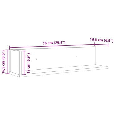 vidaXL Ράφια τοίχου 2 τεμ. Artisan Oak Κατασκευασμένο ξύλο 75x16,5x16,5 cm
