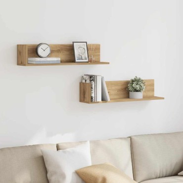 vidaXL Ράφια τοίχου 2 τεμ. Artisan Oak Κατασκευασμένο ξύλο 75x16,5x16,5 cm