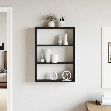 vidaXL Ραφιέρα Τοίχου Μαύρο 43x9x60cm από Επεξεργασμένο Ξύλο 1 τεμ.
