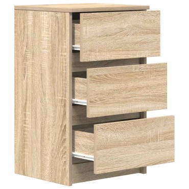 vidaXL Κομοδίνο με 3 συρτάρια Sonoma Δρυς 39x35x65cm 1 τεμ.