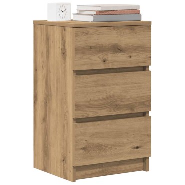 vidaXL Κομοδίνο με 3 συρτάρια Αρτισιανή Δρυς 39x35x65cm 1 τεμ.
