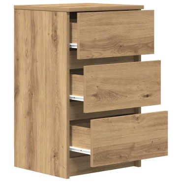 vidaXL Κομοδίνο με 3 συρτάρια Αρτισιανή Δρυς 39x35x65cm 1 τεμ.