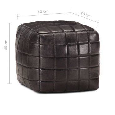 vidaXL Πουφ Μαύρο 40x40x40cm από Γνήσιο Δέρμα Κατσίκας 1 τεμ.
