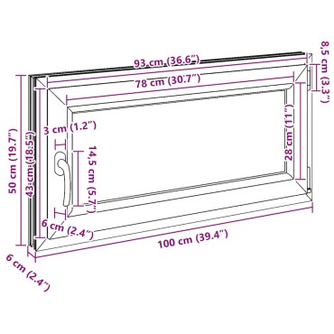 vidaXL Παράθυρο Υπογείου "RISOR" 100x50 εκ. Ανακλινόμενο & Περιστρεφόμενο DIN Δεξί Ανθρακί