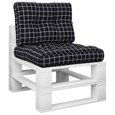 vidaXL Μαξιλάρια Παλέτας 2 τεμ. Μαύρο Καρό Υφασμάτινα