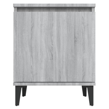 vidaXL Κομοδίνα Γκρι Sonoma 40x30x50cm με Μεταλλικά Πόδια 1 τεμ.