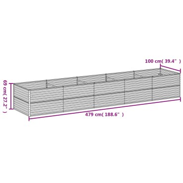 vidaXL Ζαρντινιέρα 479 x 100 x 69 εκ. από Ατσάλι Σκληρυθέν στον Αέρα