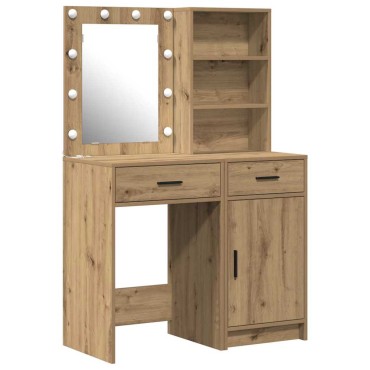 vidaXL Σετ Τραπέζι Ντυσίματος με LED 2 τμχ. Artisan Oak