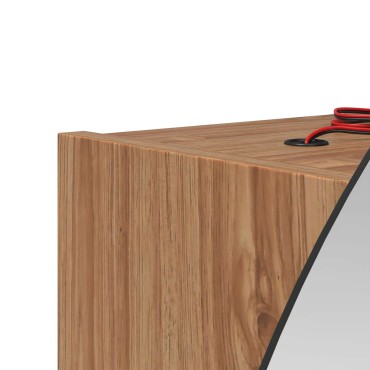 vidaXL Ντουλάπι Μπάνιου με Στρογγυλό Καθρέφτη&LED Δρυς 54x54x17,5cm 1 τεμ.