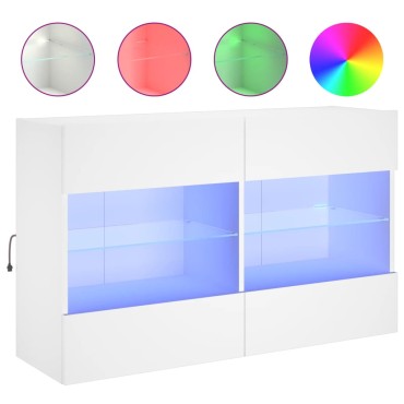 vidaXL Έπιπλο Τοίχου Τηλεόρασης με LED Λευκό 98,5x30x60,5cm