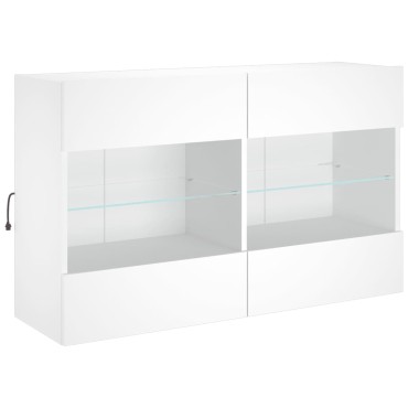 vidaXL Έπιπλο Τοίχου Τηλεόρασης με LED Λευκό 98,5x30x60,5cm