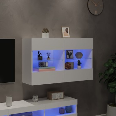 vidaXL Έπιπλο Τοίχου Τηλεόρασης με LED Λευκό 98,5x30x60,5cm