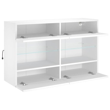 vidaXL Έπιπλο Τοίχου Τηλεόρασης με LED Λευκό 98,5x30x60,5cm