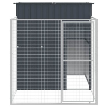 vidaXL Σπιτάκι Σκύλου με Αυλή Ανθρακί 165x251x181 εκ. Γαλβαν. Χάλυβας