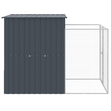 vidaXL Σπιτάκι Σκύλου με Αυλή Ανθρακί 165x251x181 εκ. Γαλβαν. Χάλυβας