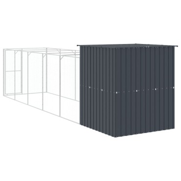 vidaXL Σπιτάκι Σκύλου με Αυλή Ανθρακί 165x659x181 εκ. Γαλβαν. Χάλυβας