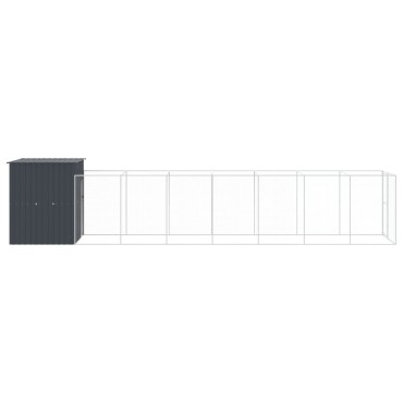 vidaXL Σπιτάκι Σκύλου με Αυλή Ανθρακί 165x863x181 εκ. Γαλβαν. Χάλυβας