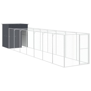 vidaXL Σπιτάκι Σκύλου με Αυλή Ανθρακί 165x863x181 εκ. Γαλβαν. Χάλυβας