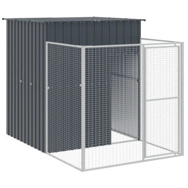 vidaXL Σπιτάκι Σκύλου με Αυλή Ανθρακί 165x863x181 εκ. Γαλβαν. Χάλυβας