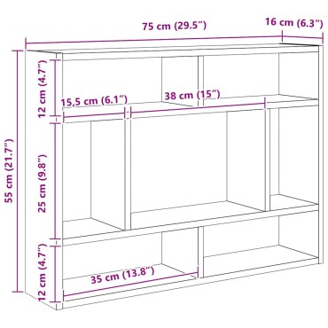 vidaXL Ράφι Τοίχου Μαύρη Δρυς 75x16x55cm από Τεχνητό Ξύλο 1 τεμ.