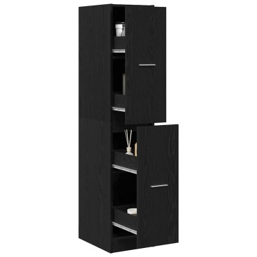vidaXL Ντουλάπι Φαρμακείου Μαύρο Δρυς 30x41x144,5cm από Τεχνητό Ξύλο 1 τεμ.