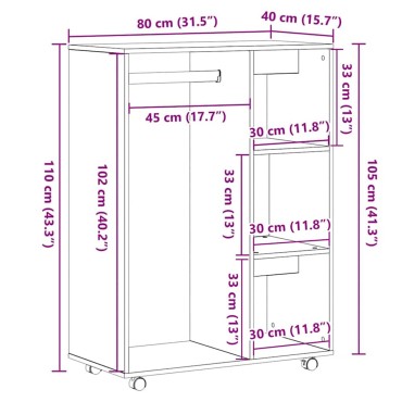 vidaXL Ντουλάπα Μαύρη Δρυς 80x40x110cm από Τεχνητό Ξύλο 1 τεμ.