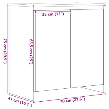 vidaXL Μπουφές Μαύρης Δρυός 70x41x75cm από Τεχνητό Ξύλο 1 τεμ.