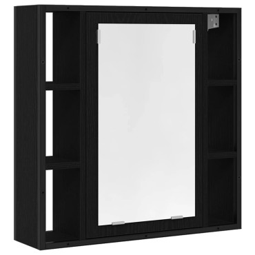vidaXL Ντουλάπι Καθρέφτη Μπάνιου Μαύρο Δρυς 60x16x60cm από Τεχνητό Ξύλο 1 τεμ.