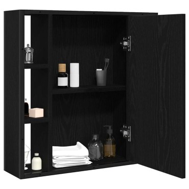 vidaXL Ντουλάπι Καθρέφτη Μπάνιου Μαύρο Δρυς 60x16x60cm από Τεχνητό Ξύλο 1 τεμ.