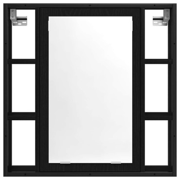 vidaXL Ντουλάπι Καθρέφτη Μπάνιου Μαύρο Δρυς 60x16x60cm από Τεχνητό Ξύλο 1 τεμ.