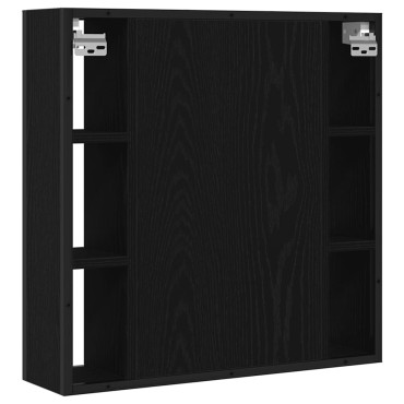 vidaXL Ντουλάπι Καθρέφτη Μπάνιου Μαύρο Δρυς 60x16x60cm από Τεχνητό Ξύλο 1 τεμ.