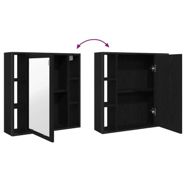 vidaXL Ντουλάπι Καθρέφτη Μπάνιου Μαύρο Δρυς 60x16x60cm από Τεχνητό Ξύλο 1 τεμ.