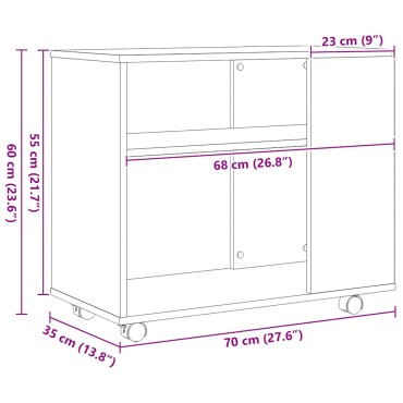 vidaXL Βοηθητικό Τραπεζάκι Μαύρο Δρυς 70x35x60cm από Τεχνητό Ξύλο 1 τεμ.
