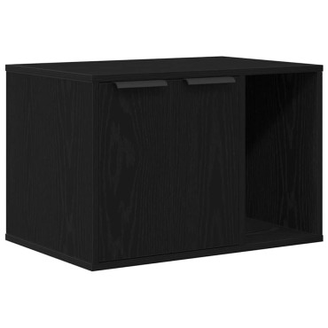 vidaXL Άμμος για Γάτες - Θήκη Μαύρη Δρυς 60x40x40 εκ. από Τεχνητό Ξύλο