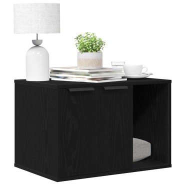 vidaXL Άμμος για Γάτες - Θήκη Μαύρη Δρυς 60x40x40 εκ. από Τεχνητό Ξύλο