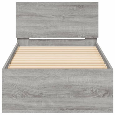 vidaXL Πλαίσιο Κρεβατιού με Κεφαλάρι και LED Γκρι sonoma 75 x 190 εκ.