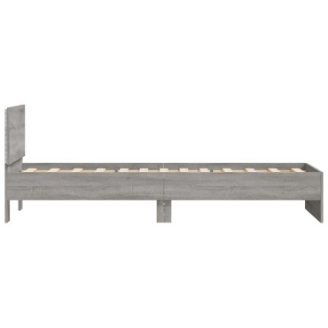 vidaXL Πλαίσιο Κρεβατιού με Κεφαλάρι και LED Γκρι sonoma 75 x 190 εκ.