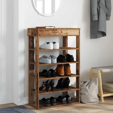 Ράφι παπουτσιών vidaXL Παλιό ξύλο 60x30x98cm Κατασκευασμένο ξύλο