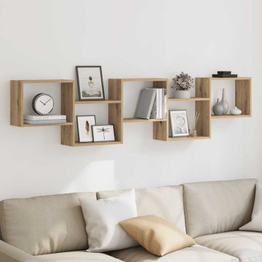 vidaXL Ράφι τοίχου με κύβους 5 διαμερισμάτων Engineered Wood 184x18x44 cm 1 τεμ.