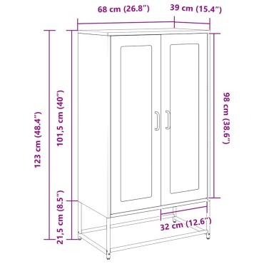 vidaXL Highboard Ροζ 68x39x123cm Ατσάλι 1 τεμ.