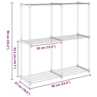vidaXL Τούβλο Ράφι με αποθήκευση Λευκό 86x27x90cm Αλουμίνιο
