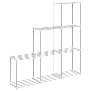 vidaXL Τούβλο Ράφι με αποθήκευση Λευκό 129x27x132cm Αλουμίνιο