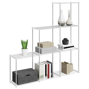 vidaXL Τούβλο Ράφι με αποθήκευση Λευκό 129x27x132cm Αλουμίνιο