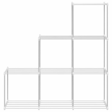 vidaXL Τούβλο Ράφι με αποθήκευση Λευκό 129x27x132cm Αλουμίνιο