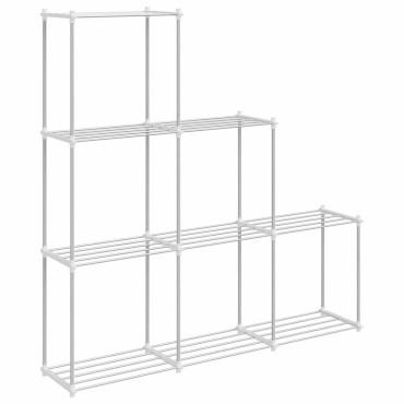 vidaXL Τούβλο Ράφι με αποθήκευση Λευκό 129x27x132cm Αλουμίνιο