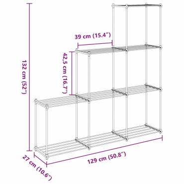 vidaXL Τούβλο Ράφι με αποθήκευση Λευκό 129x27x132cm Αλουμίνιο